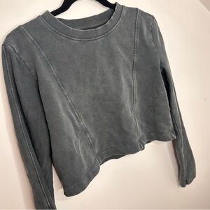 Zara Women's Cropped Charcoal Sweatshirt Size Medium Gray Long Sleeve Pullover